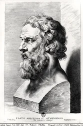 Busto di Platone (c.427-c.348 a.C.) inciso da Lucas Emil Vorsterman (1595-1675)